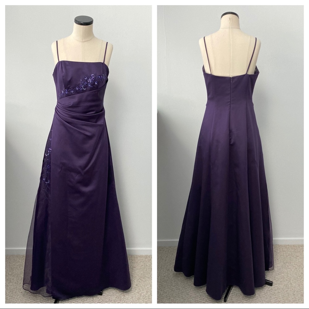 David’s Bridal Purple Embellished Gown Dress